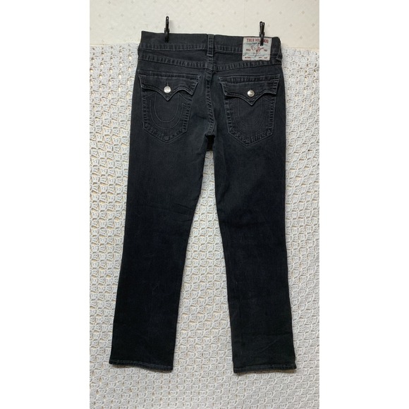 True Religion Jeans Mens Size 32X30 Black Ricky Flap Relaxed Straight